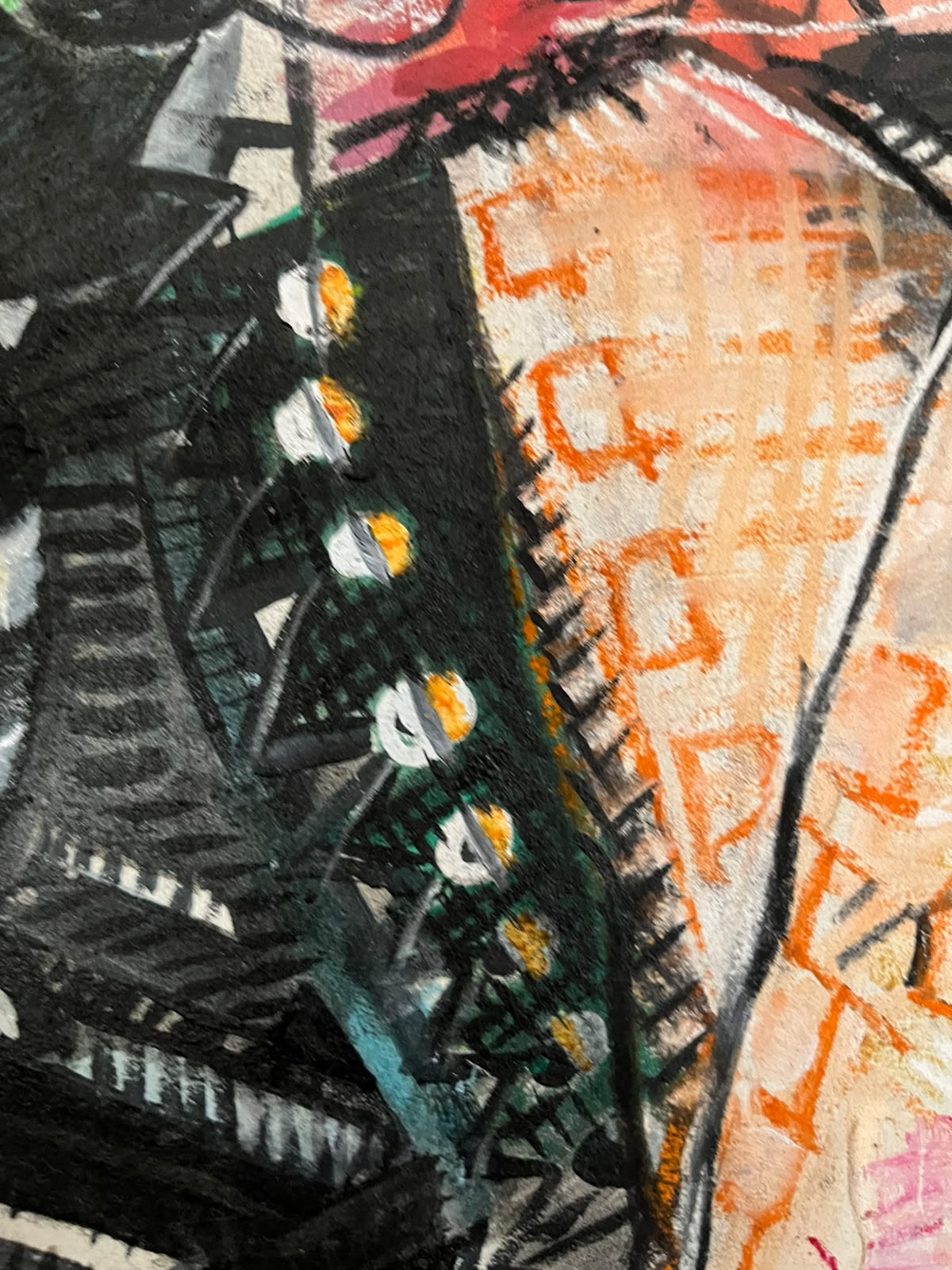 Detail — orange and pink lattice